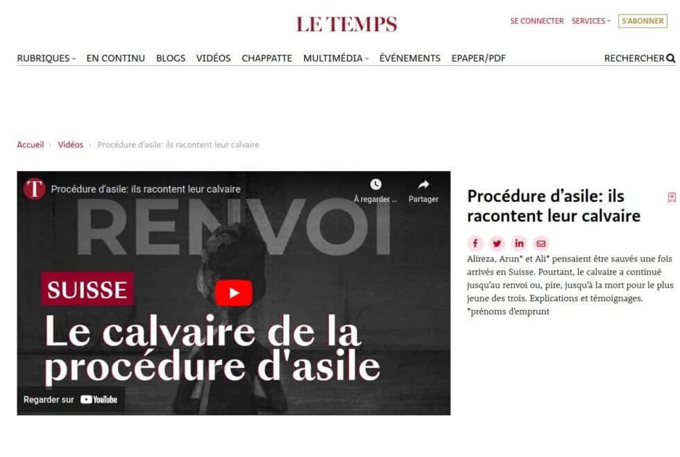 Le Temps “Procédure d’asile : ils racontent leur calvaire”